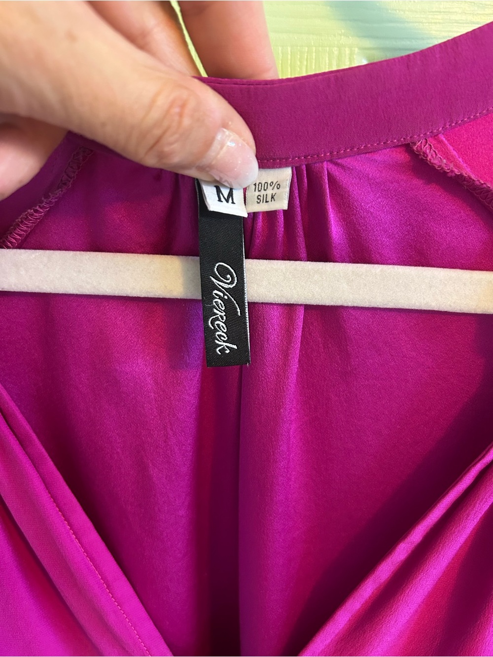 100% Silk Women’s Mini Dress with Waist Tie in Magenta - Picture 5 of 5